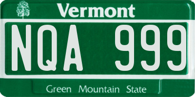VT license plate NQA999