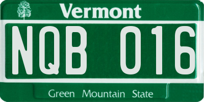 VT license plate NQB016