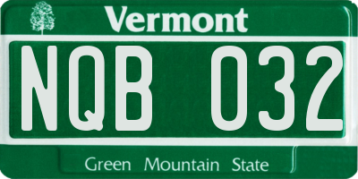 VT license plate NQB032