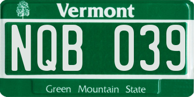 VT license plate NQB039