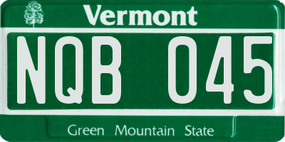 VT license plate NQB045