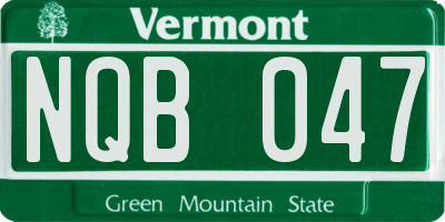 VT license plate NQB047