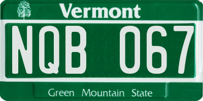 VT license plate NQB067