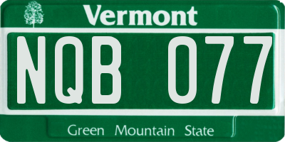 VT license plate NQB077