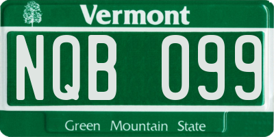 VT license plate NQB099