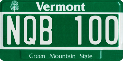 VT license plate NQB100