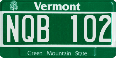 VT license plate NQB102