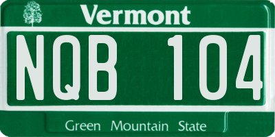 VT license plate NQB104