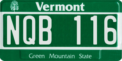 VT license plate NQB116