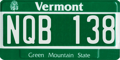 VT license plate NQB138
