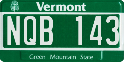 VT license plate NQB143