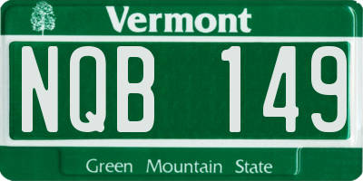 VT license plate NQB149