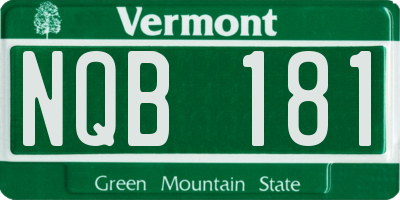 VT license plate NQB181