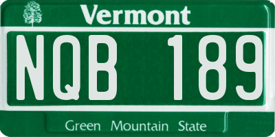 VT license plate NQB189