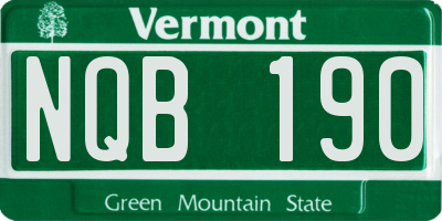 VT license plate NQB190