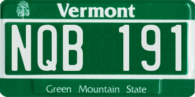 VT license plate NQB191