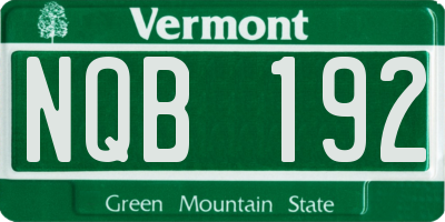 VT license plate NQB192