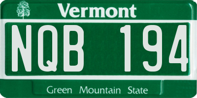 VT license plate NQB194