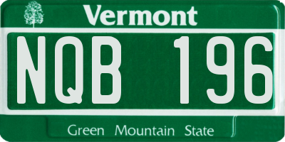 VT license plate NQB196