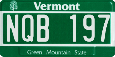 VT license plate NQB197