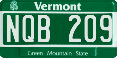 VT license plate NQB209
