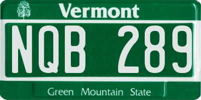 VT license plate NQB289