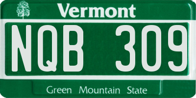 VT license plate NQB309