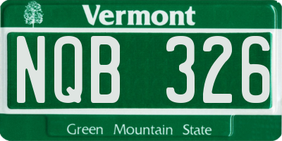 VT license plate NQB326