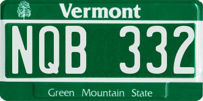 VT license plate NQB332