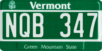 VT license plate NQB347
