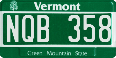 VT license plate NQB358