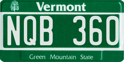 VT license plate NQB360