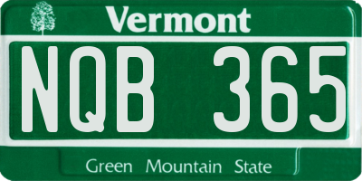 VT license plate NQB365