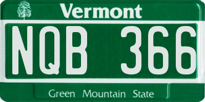VT license plate NQB366