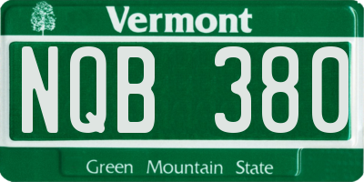 VT license plate NQB380