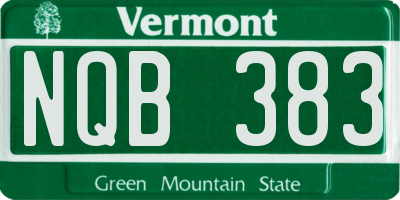 VT license plate NQB383