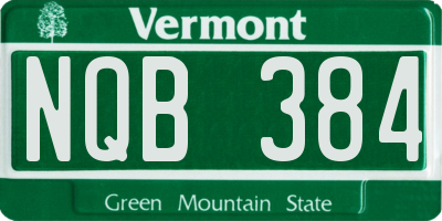 VT license plate NQB384