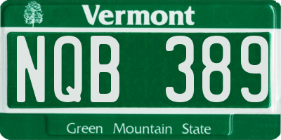 VT license plate NQB389