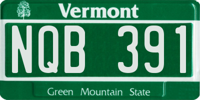 VT license plate NQB391