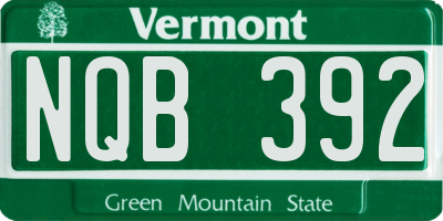 VT license plate NQB392