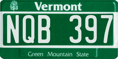 VT license plate NQB397
