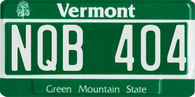VT license plate NQB404
