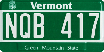 VT license plate NQB417