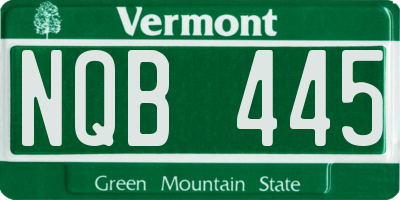 VT license plate NQB445