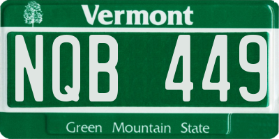 VT license plate NQB449