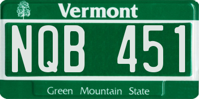 VT license plate NQB451