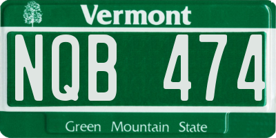 VT license plate NQB474