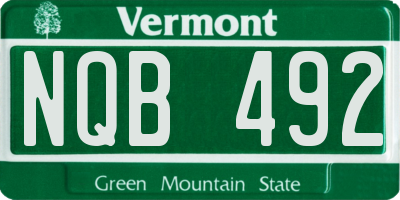 VT license plate NQB492