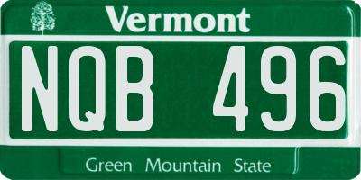 VT license plate NQB496