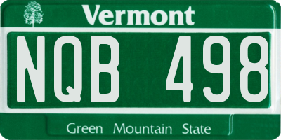 VT license plate NQB498